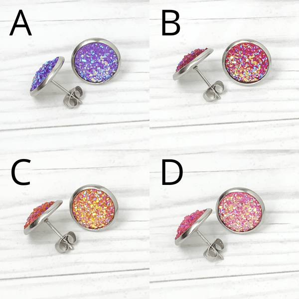 Dazzling Druzy Stainless Steel Stud Earrings - 20 Colors - Find Your Joy Today
