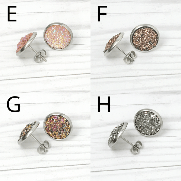 Dazzling Druzy Stainless Steel Stud Earrings - 20 Colors - Find Your Joy Today