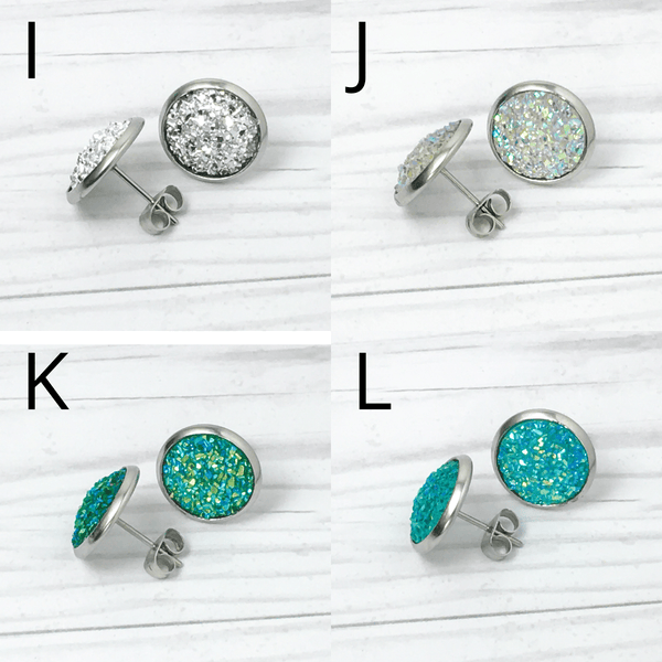 Dazzling Druzy Stainless Steel Stud Earrings - 20 Colors - Find Your Joy Today