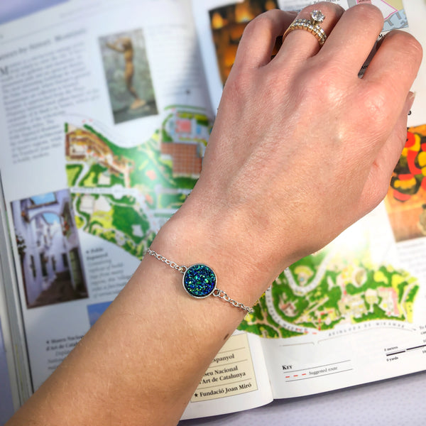 Dazzling Druzy Antique Silver Bracelet - 7 Colors - Find Your Joy Today