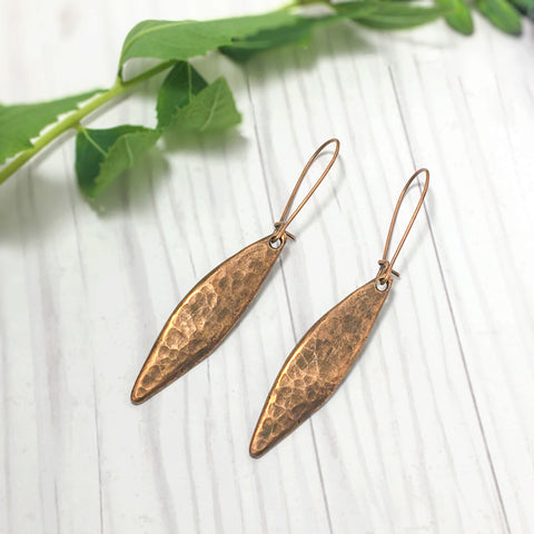 Diamond Hammered Drop Earrings - Copper - Silver - Gold - Find Your Joy Today