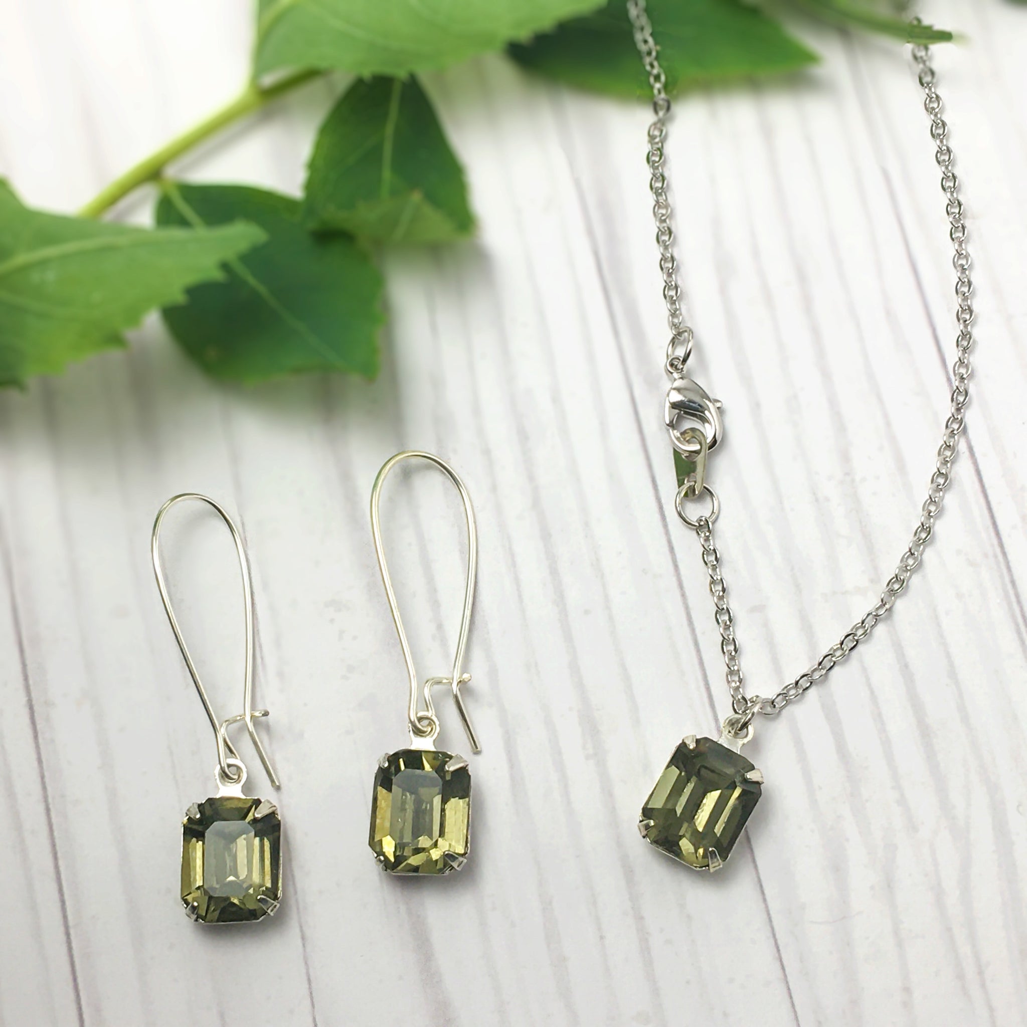 Black Diamond Swarovski Crystal Earrings and Necklace - Find Your Joy Today