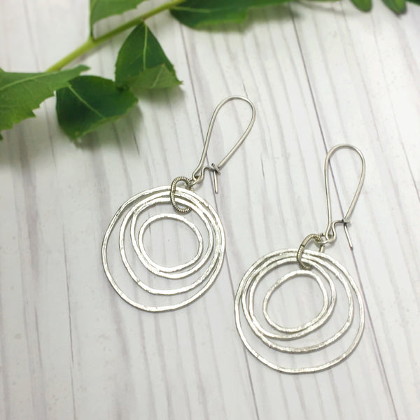 Swirl Hammered Drop Earrings - Silver or Gold - Find Your Joy Today