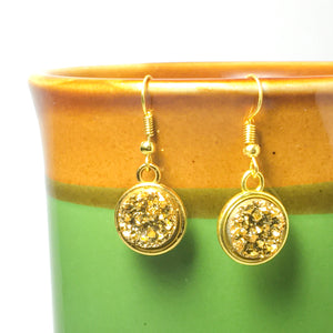 Dazzling Druzy Gold Plated Drop Earrings - Gold - Green - Purple - Find Your Joy Today