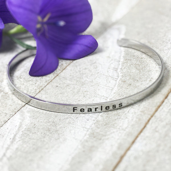 “Fearless" Stainless Steel Cuff Bracelet - Find Your Joy Today