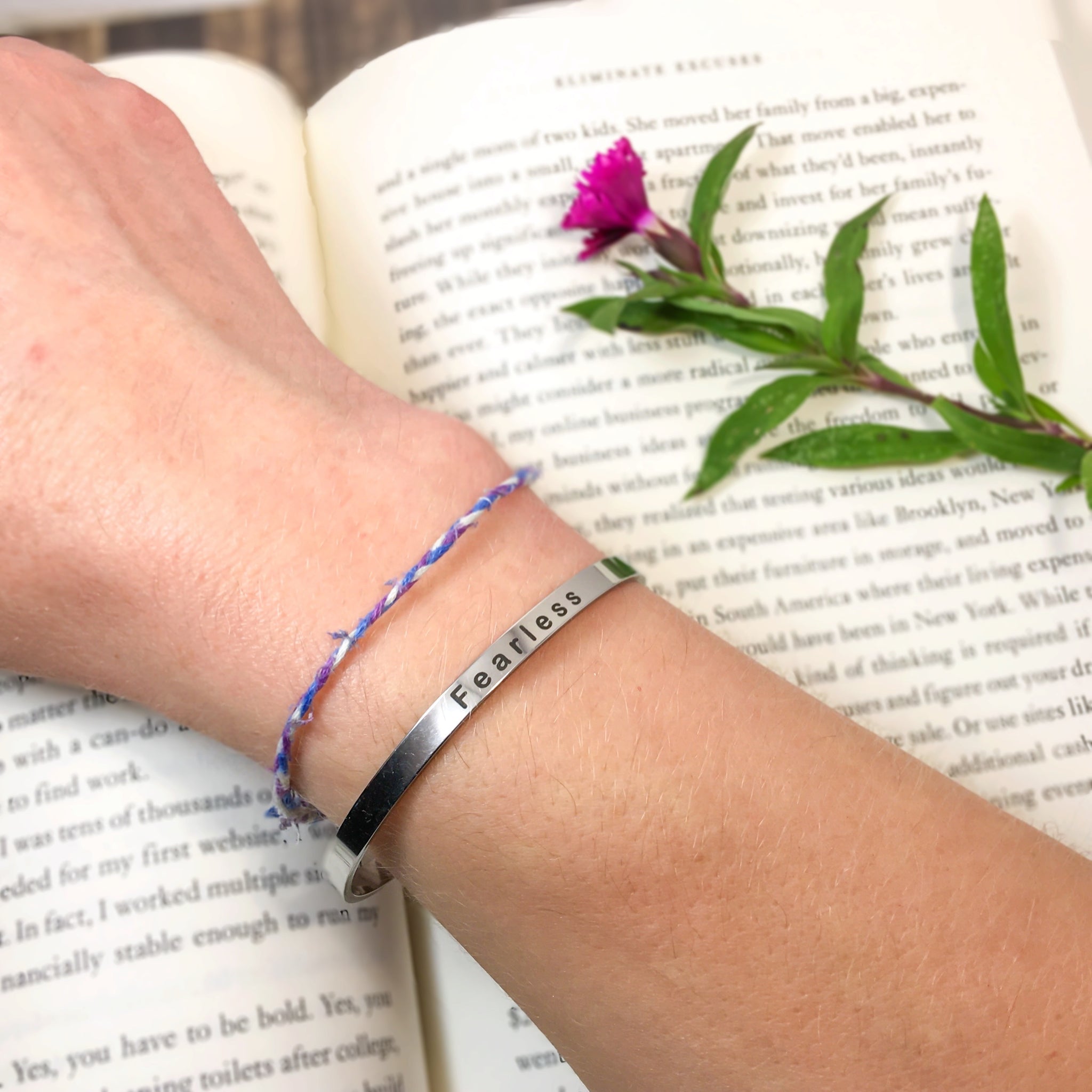 “Fearless" Stainless Steel Cuff Bracelet - Find Your Joy Today