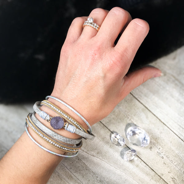 Trendy Velvet & Rhinestone Druzy Bracelet - Find Your Joy Today